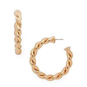 Aqua Gold Tone Twisted Hoop Earrings